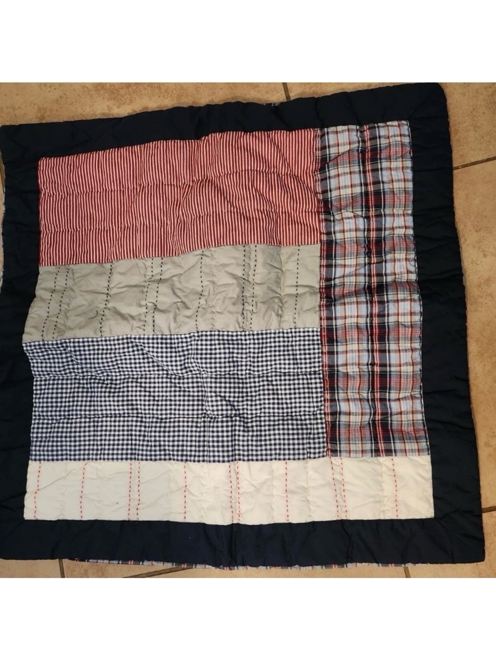 Pottery Barn Kids Madras Euro Sham Striped Gingham Plaid Ralph Lauren Style